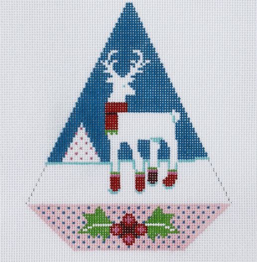 click here to view larger image of Triangle Christmas Ornament - Festive Reindeer (hand painted canvases)
