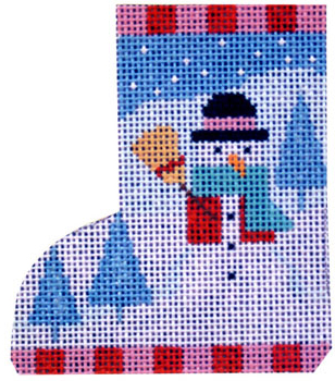 click here to view larger image of Mini Skate Ornament - Broom Snowman (hand painted canvases)