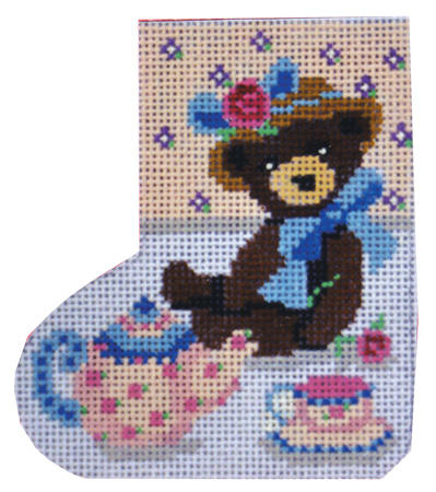 click here to view larger image of Mini Skate Ornament - Teddys Tea Time (hand painted canvases)