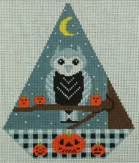 click here to view larger image of Halloween Triangle Ornament - Night Owl (hand painted canvases)
