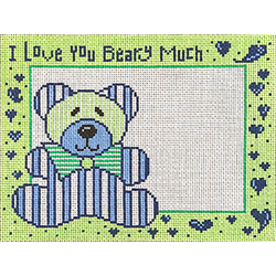 click here to view larger image of I Love You Beary Much - Blue (hand painted canvases)