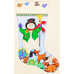 click here to view larger image of Snowman and Sweet Animals Stocking - 13M (hand painted canvases)