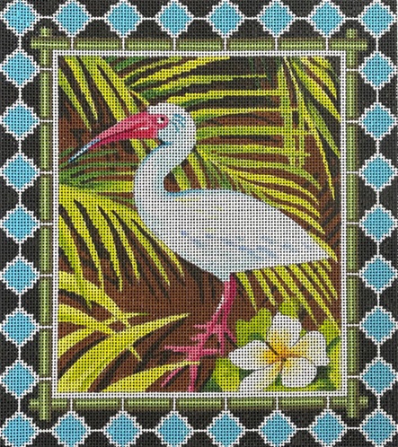 click here to view larger image of Island Bird w/Border (hand painted canvases)