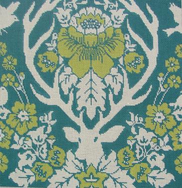 click here to view larger image of Antler Damask/Peacock (hand painted canvases)