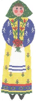 click here to view larger image of Quippier Garden Lady w/Flowers Ornament (hand painted canvases)