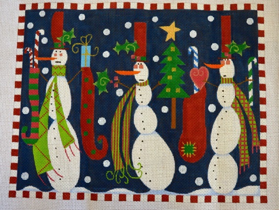 click here to view larger image of Snowman Promenade  (hand painted canvases)