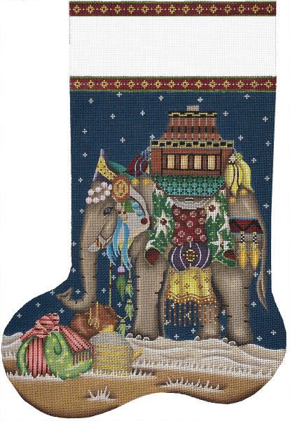 click here to view larger image of Elephant Stocking (hand painted canvases)