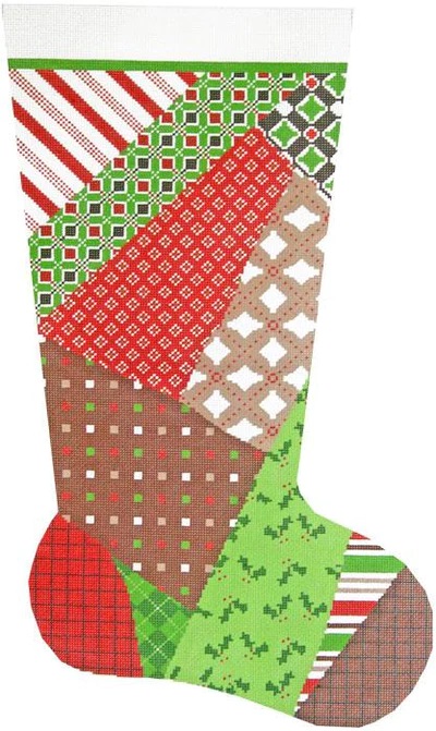 click here to view larger image of Patchwork 1 Stocking (hand painted canvases)