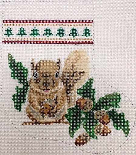 click here to view larger image of Squirrel Mini Stocking (hand painted canvases)