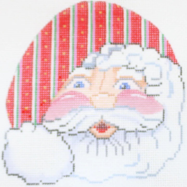 click here to view larger image of Santa Face w/Red Stripes Hat - 13M (hand painted canvases)