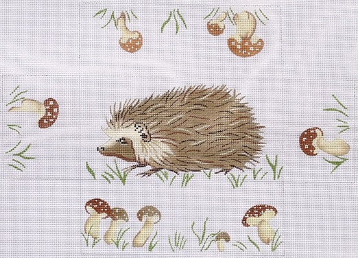 click here to view larger image of Hedgehog w/Wild Mushrooms Brick Cover (hand painted canvases 2)