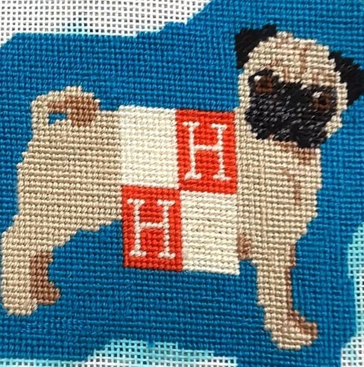 click here to view larger image of Pug in a Hermes Blanket  (hand painted canvases)