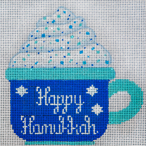 click here to view larger image of Happy Hanukkah Cup (hand painted canvases)