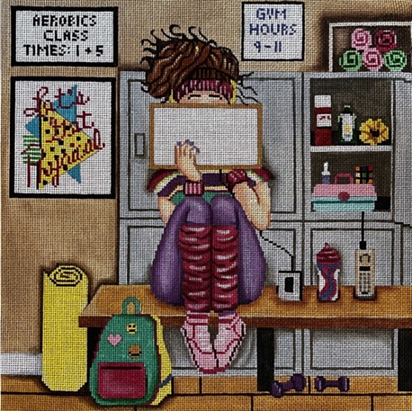 click here to view larger image of Stitching Girl - Lets Get Physical (hand painted canvases)
