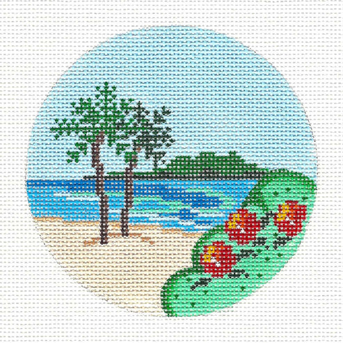 click here to view larger image of Travel Round - Hawaii Beachscape (hand painted canvases)