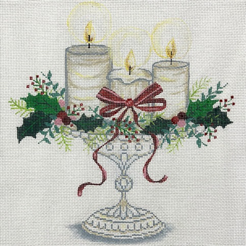 click here to view larger image of Candle on Cake Plate (hand painted canvases)