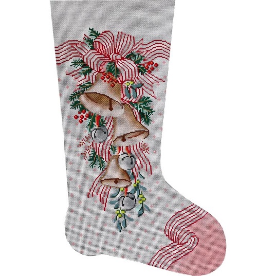 click here to view larger image of Christmas Bell Stocking (hand painted canvases)