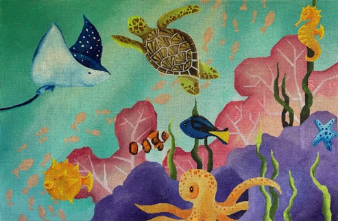 click here to view larger image of Under the Sea (hand painted canvases)