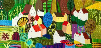 click here to view larger image of Village (hand painted canvases)