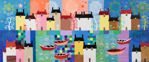 click here to view larger image of Houses on the River (hand painted canvases)