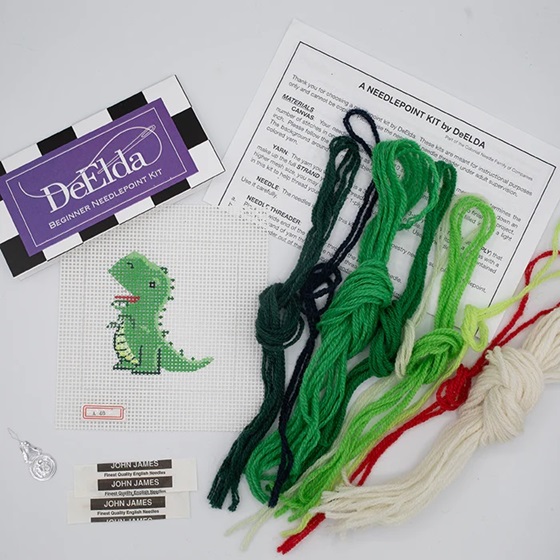 click here to view larger image of Beginner Kit - T Rex  (needlepoint kits)