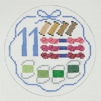 click here to view larger image of 12 Days of Needlepoint - 11 Fibers (hand painted canvases)