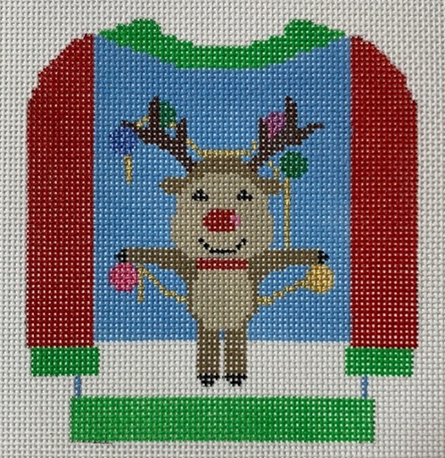 click here to view larger image of Reindeer Sweater (hand painted canvases)
