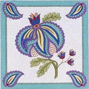 click here to view larger image of Turkish Design/Aqua Border (hand painted canvases)