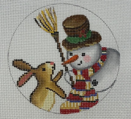click here to view larger image of Snowman and Bunny Ornament (hand painted canvases)