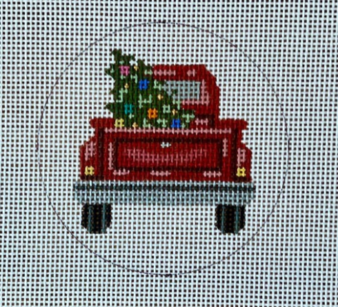 click here to view larger image of Red Truck w/Christmas Tree Ornament (hand painted canvases)