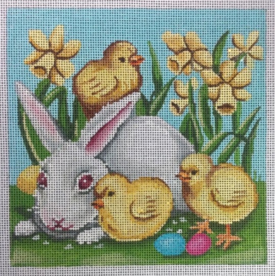 click here to view larger image of Bunny and Chicks (hand painted canvases)