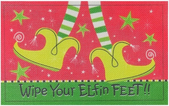 click here to view larger image of Wipe your Elfin Feet! (hand painted canvases)
