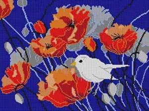 click here to view larger image of Bird w/Poppies (hand painted canvases)