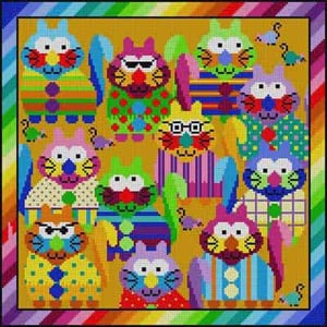 click here to view larger image of Colorful Cats (hand painted canvases)