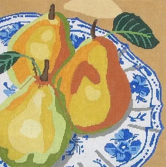 click here to view larger image of Plate of Pears (hand painted canvases)