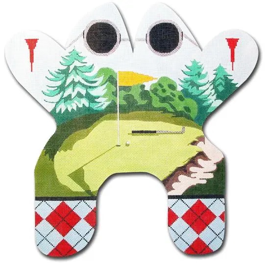 click here to view larger image of Golf Frog (hand painted canvases)