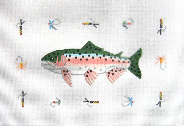 click here to view larger image of Trout Pillow (hand painted canvases)