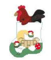 click here to view larger image of Chickens w/Rooster Mini Sock (hand painted canvases)