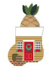 click here to view larger image of Colonial Door w/Pineapple Mini Sock (hand painted canvases)