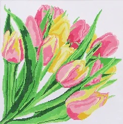 click here to view larger image of Pink and Yellow Tulips (hand painted canvases)