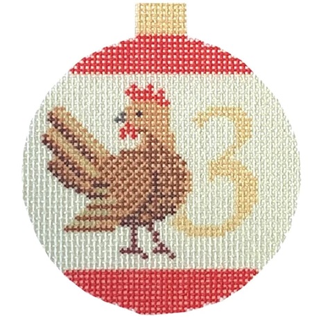 click here to view larger image of 12 Days Baubles - 3 French Hens (printed canvas)