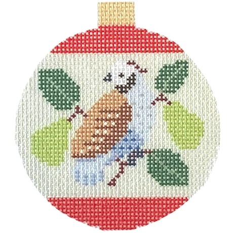 click here to view larger image of 12 Days Baubles - 1 Partridge in a Pear Tree (printed canvas)