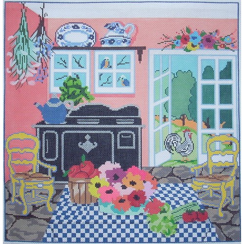 click here to view larger image of French Kitchen w/o Border (hand painted canvases)