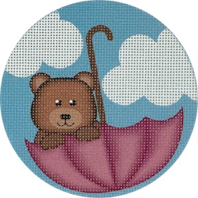 click here to view larger image of Umbrella Bear - Pink (printed canvas)