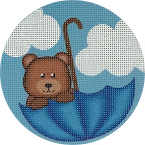 click here to view larger image of Umbrella Bear - Blue (printed canvas)