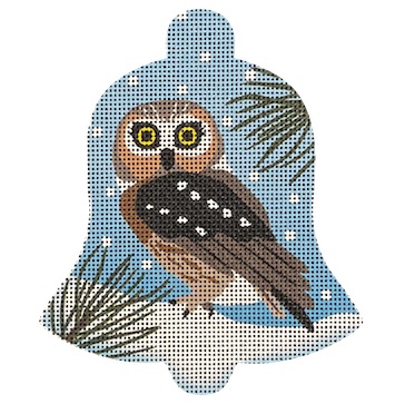 click here to view larger image of Saw-Whet Owl Snow Bell (printed canvas)