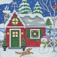 click here to view larger image of Winter House/Red (hand painted canvases)
