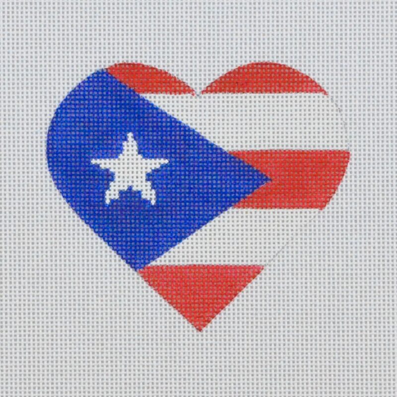 click here to view larger image of Puerto Rico Flag Heart (hand painted canvases)