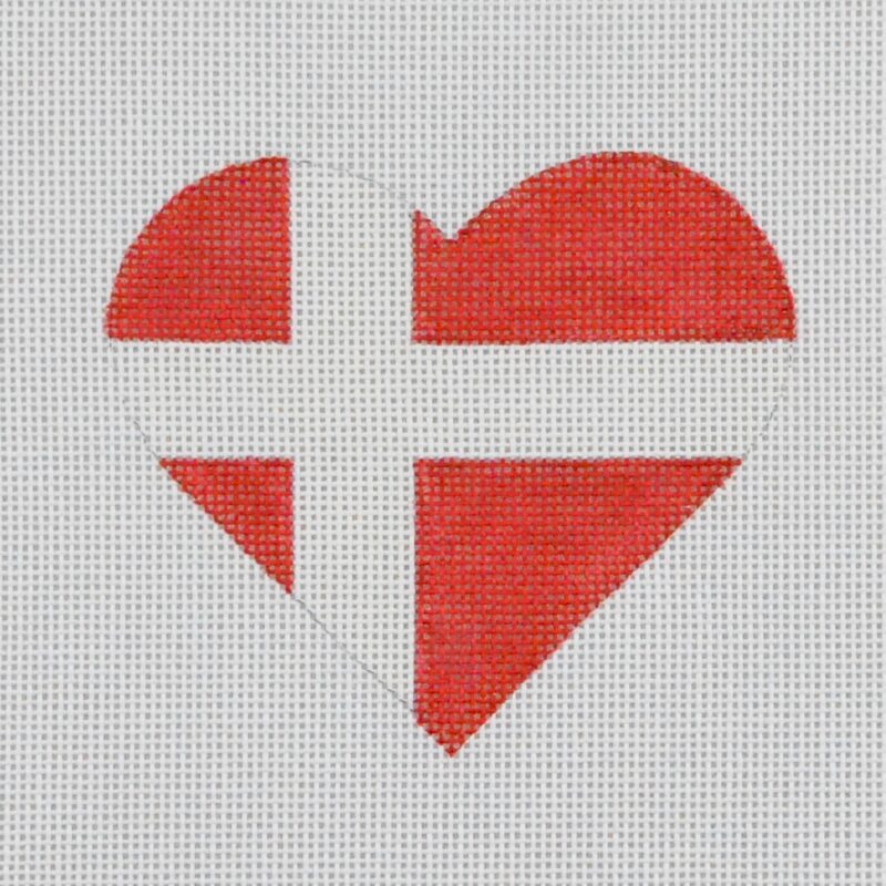 click here to view larger image of Denmark Flag Heart (hand painted canvases)