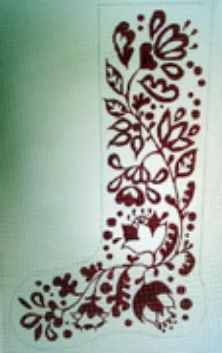 click here to view larger image of Red on White Scandinavian Stocking (hand painted canvases)